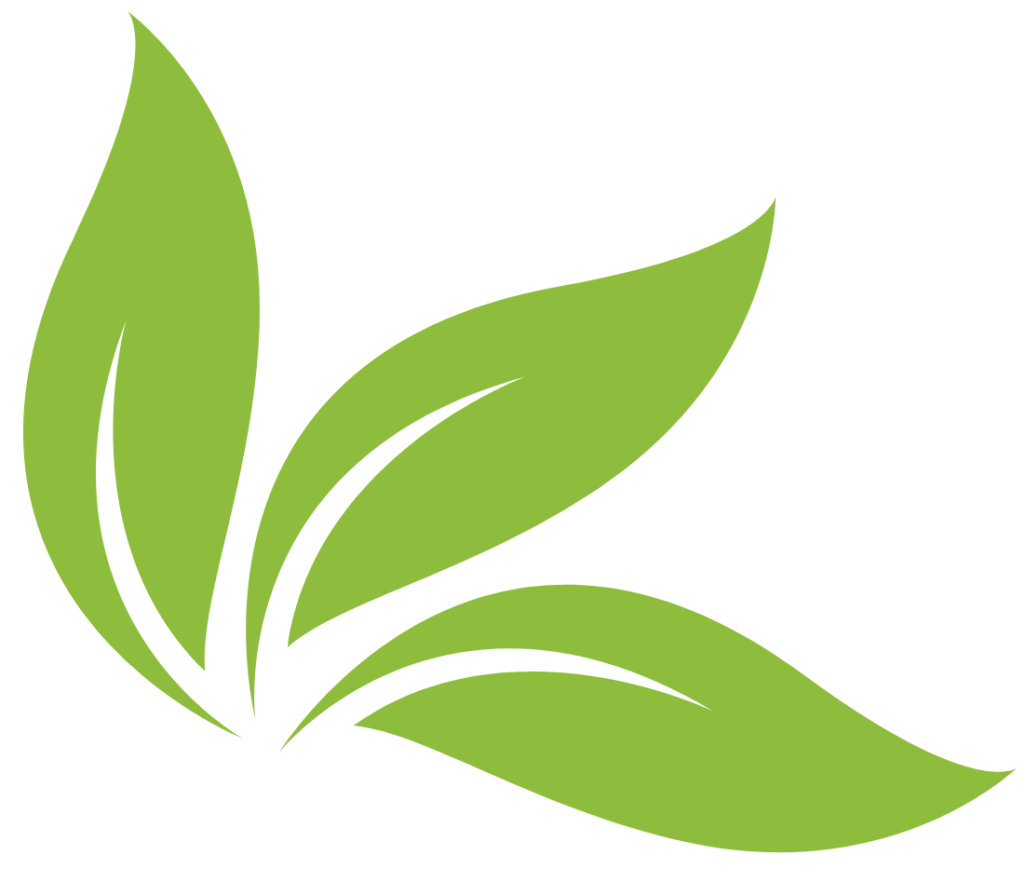 three green thriving leaves graphic