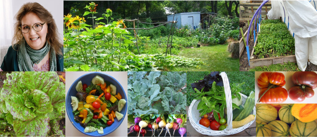 Debby Ward, organic vegetable and flower garden, hoop house and garden produce