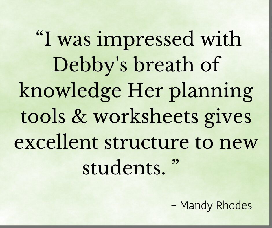 Testimonial for Debby Ward's organic gardening classes, presentations and training., "I was impressed with Debby's breath of knowledge .Her planning tools and worksheets give excellent structure to new students." 